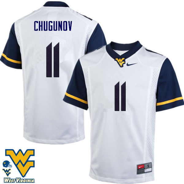 NCAA Men's Chris Chugunov West Virginia Mountaineers White #11 Nike Stitched Football College Authentic Jersey BY23H06OB